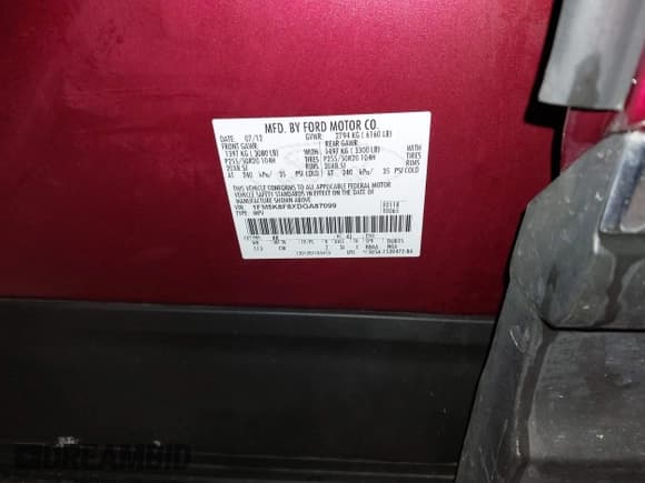 ✅ 2013 Ford Explorer Limited • VIN: 1FM5K8F8XDGA87099 • Лот: 43823951. Опубликован ранее на IAAI с пробегом 183 325 миль. Бесплатный доступ к архиву аукционных продаж из США и подробный отчёт об истории автомобиля на DreamBid. Изображение 9.