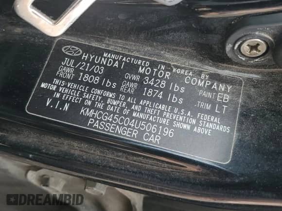 2004 Hyundai Accent GL с VIN KMHCG45C04U506196, выставлен на аукционе Copart как лот 51276195 с пробегом 75 550 миль миль и Чистый • Clean title. История ставок и продаж доступна на DreamBid. Изображение 12.