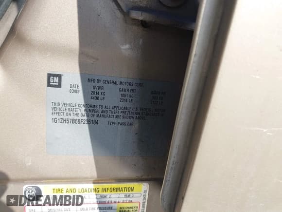 ✅ 2008 Chevrolet Malibu 1LT • VIN: 1G1ZH57B68F235184 • Лот: 43540637. Опубликован ранее на IAAI с пробегом 173 041 миль. Бесплатный доступ к архиву аукционных продаж из США и подробный отчёт об истории автомобиля на DreamBid. Изображение 9.