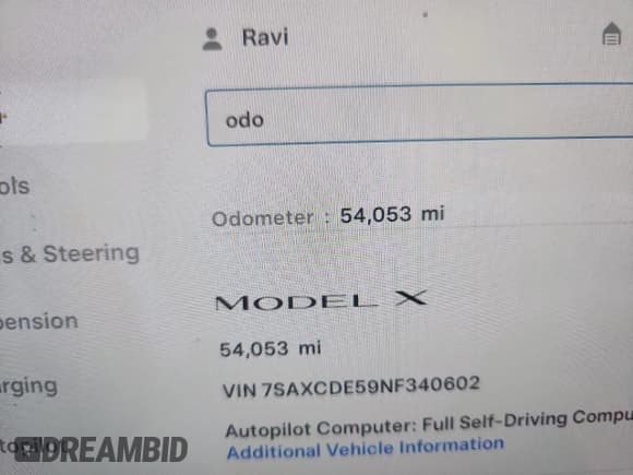 ✅ 2022 Tesla Model X • VIN: 7SAXCDE59NF340602 • Lot: 83825515. Wystawiony na Copart z przebiegiem 54 053 mil. Bezpłatny archiwum sprzedaży aukcyjnych z USA i szczegółowy raport historii pojazdu na DreamBid. Zdjęcie 9.