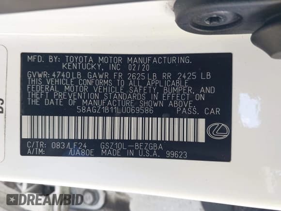 ✅ 2020 Lexus ES 350 F Sport • VIN: 58AGZ1B11LU069586 • Lot: 43439812. Wystawiony na IAAI z przebiegiem 110 295 mil. Bezpłatny archiwum sprzedaży aukcyjnych z USA i szczegółowy raport historii pojazdu na DreamBid. Zdjęcie 9.