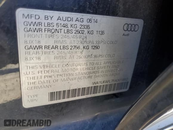 ✅ 2015 Audi allroad A4 Premium Plus • VIN: WA1UFAFL7FA001862 • Лот: 81752063. Опубликован ранее на Copart с пробегом 171 605 миль. Бесплатный доступ к архиву аукционных продаж из США и подробный отчёт об истории автомобиля на DreamBid. Изображение 12.