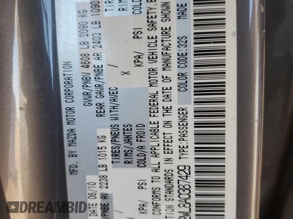 ✅ 2010 Mazda 5 Sport • VIN: JM1CR2WL8A0387429 • Лот: 69979915. Опубликован ранее на Copart с пробегом 162 765 миль. Бесплатный доступ к архиву аукционных продаж из США и подробный отчёт об истории автомобиля на DreamBid. Изображение 13.