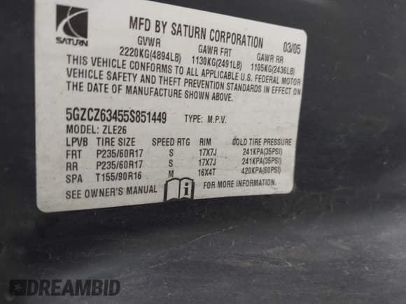 ✅ 2005 Saturn VUE • VIN: 5GZCZ63455S851449 • Lot: 40845285. Wystawiony na IAAI z przebiegiem 200 645 mil. Bezpłatny archiwum sprzedaży aukcyjnych z USA i szczegółowy raport historii pojazdu na DreamBid. Zdjęcie 9.