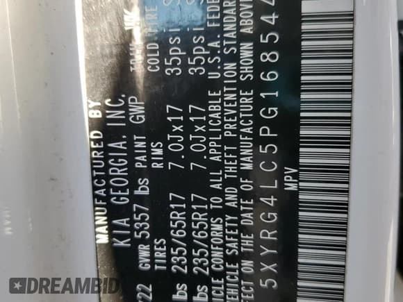 ✅ 2023 Kia Sorento LX • VIN: 5XYRG4LC5PG168544 • Лот: 91104485. Опубликован ранее на Copart с пробегом 54 060 миль. Бесплатный доступ к архиву аукционных продаж из США и подробный отчёт об истории автомобиля на DreamBid. Изображение 13.