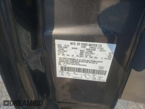 ✅ 2006 Ford F-150 XLT • VIN: 1FTRW14W76FB03299 • Lot: 82712394. Listed on Copart with 233,086 mi. Free auction sales archive from the USA and detailed vehicle history report at DreamBid. Image 12.