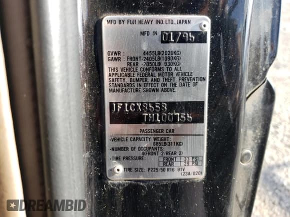 ✅ 1996 Subaru SVX • VIN: JF1CX8658TH100756 • Lot: 45003165. Wystawiony na Copart z przebiegiem 108 392 mil. Bezpłatny archiwum sprzedaży aukcyjnych z USA i szczegółowy raport historii pojazdu na DreamBid. Zdjęcie 12.