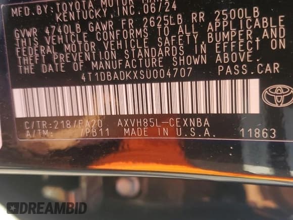 ✅ 2025 Toyota Camry LE • VIN: 4T1DBADKXSU004707 • Лот: 66464465. Опубликован ранее на Copart с пробегом 5 690 миль. Бесплатный доступ к архиву аукционных продаж из США и подробный отчёт об истории автомобиля на DreamBid. Изображение 12.