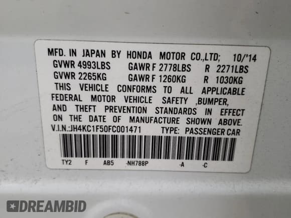 ✅ 2015 Acura RLX Technology • VIN: JH4KC1F50FC001471 • Lot: 78143804. Listed on Copart with 87,834 mi. Free auction sales archive from the USA and detailed vehicle history report at DreamBid. Image 13.