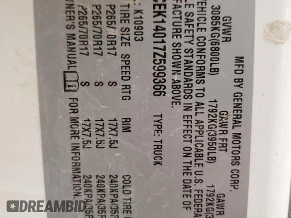 ✅ 2007 Chevrolet Silverado 1500 Work Truck • VIN: 1GCEK14017Z599366 • Lot: 59357095. Listed on Copart with Not provided. Free auction sales archive from the USA and detailed vehicle history report at DreamBid. Image 12.