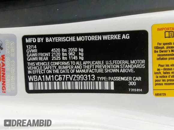 ✅ 2015 BMW 2 Series M235i • VIN: WBA1M1C57FVZ99313 • Lot: 31220780. Wystawiony na Copart z przebiegiem 34 911 mil. Bezpłatny archiwum sprzedaży aukcyjnych z USA i szczegółowy raport historii pojazdu na DreamBid. Zdjęcie 10.