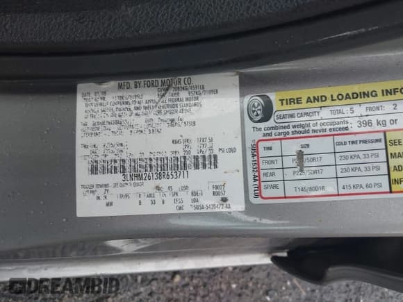 ✅ 2008 Lincoln MKZ • VIN: 3LNHM26T38R653711 • Lot: 42675245. Listed on IAAI with 289,573 mi. Free auction sales archive from the USA and detailed vehicle history report at DreamBid. Image 9.