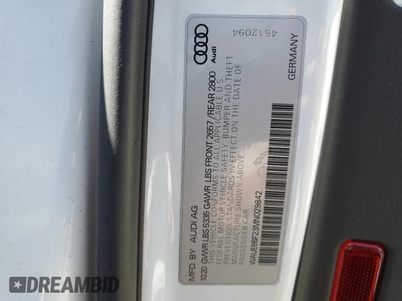 ✅ 2021 Audi A6 • VIN: WAUE8BF23MN029842 • Lot: 59285243. Listed on Copart with 22,405 mi. Free auction sales archive from the USA and detailed vehicle history report at DreamBid. Image 13.