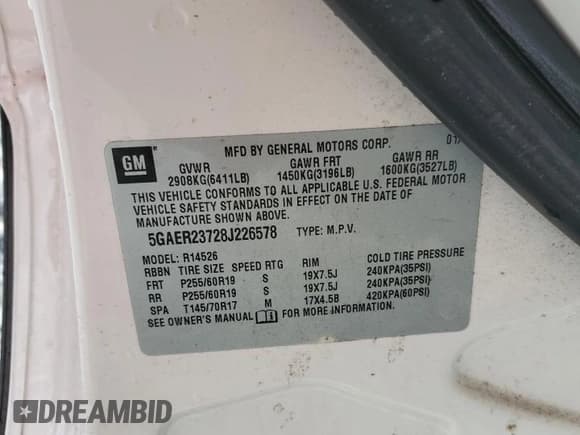 ✅ 2008 Buick Enclave CXL • VIN: 5GAER23728J226578 • Lot: 85704275. Listed on Copart with 189,556 mi. Free auction sales archive from the USA and detailed vehicle history report at DreamBid. Image 13.