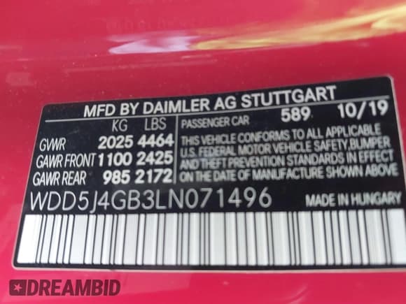 ✅ 2020 Mercedes-Benz CLA 250 • VIN: WDD5J4GB3LN071496 • Lot: 43631813. Wystawiony na IAAI z przebiegiem 13 462 mil. Bezpłatny archiwum sprzedaży aukcyjnych z USA i szczegółowy raport historii pojazdu na DreamBid. Zdjęcie 9.