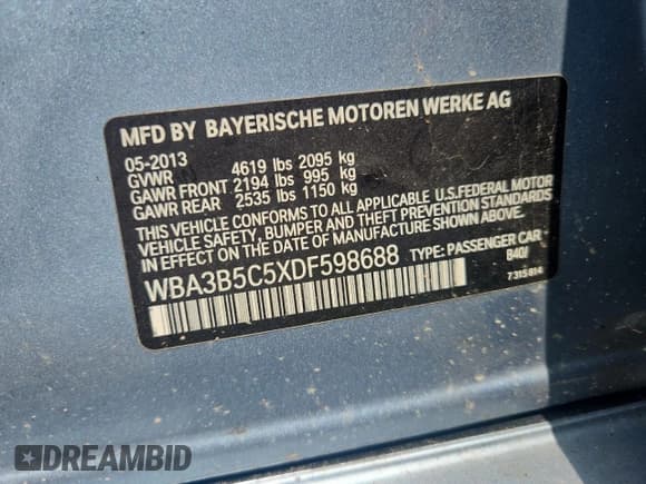 ✅ 2013 BMW 3 Series 328i xDrive • VIN: WBA3B5C5XDF598688 • Lot: 65338785. Wystawiony na Copart z przebiegiem 157 620 mil. Bezpłatny archiwum sprzedaży aukcyjnych z USA i szczegółowy raport historii pojazdu na DreamBid. Zdjęcie 12.