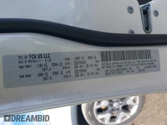 ✅ 2018 Jeep Compass Limited • VIN: 3C4NJDCB9JT306870 • Lot: 43526971. Listed on IAAI with 98,177 mi. Free auction sales archive from the USA and detailed vehicle history report at DreamBid. Image 9.