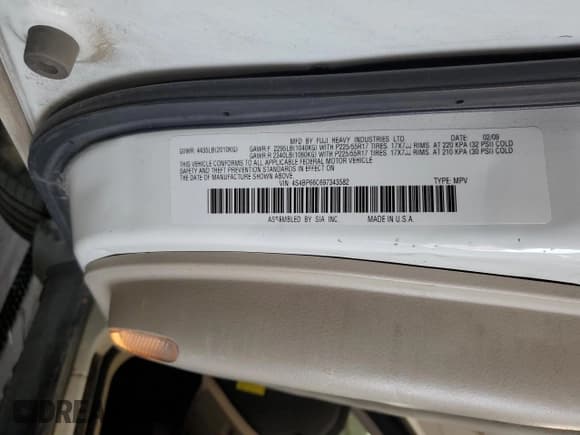 ✅ 2009 Subaru Outback Limited • VIN: 4S4BP66C697343582 • Лот: 84446685. Опубликован ранее на Copart с пробегом 171 719 миль. Бесплатный доступ к архиву аукционных продаж из США и подробный отчёт об истории автомобиля на DreamBid. Изображение 12.