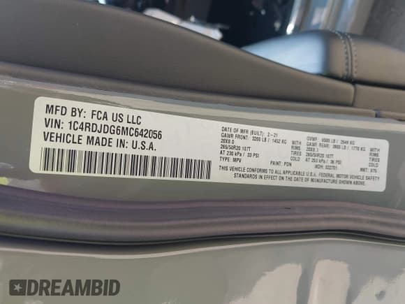 ✅ 2021 Dodge Durango GT Plus • VIN: 1C4RDJDG6MC642056 • Lot: 42810530. Wystawiony na IAAI z przebiegiem 53 746 mil. Bezpłatny archiwum sprzedaży aukcyjnych z USA i szczegółowy raport historii pojazdu na DreamBid. Zdjęcie 9.