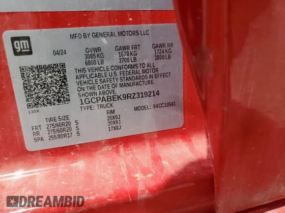 ✅ 2024 Chevrolet Silverado 1500 Custom • VIN: 1GCPABEK9RZ319214 • Лот: 81833495. Опубликован ранее на Copart с пробегом 13 187 миль. Бесплатный доступ к архиву аукционных продаж из США и подробный отчёт об истории автомобиля на DreamBid. Изображение 12.