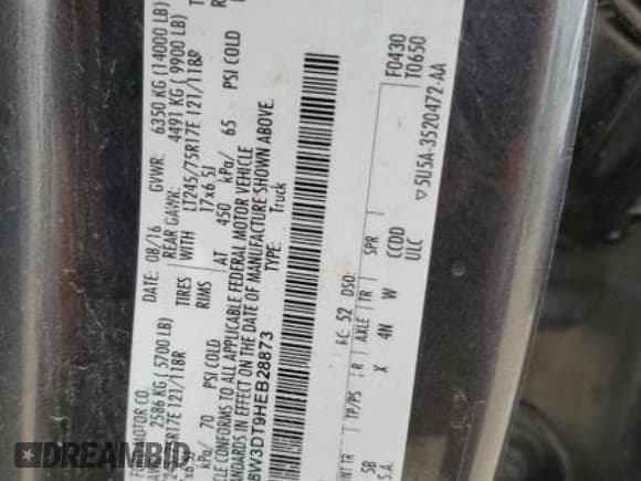 ✅ 2017 Ford F-350 Lariat • VIN: 1FT8W3DT9HEB28873 • Lot: 58615765. Listed on Copart with 100,307 mi. Free auction sales archive from the USA and detailed vehicle history report at DreamBid. Image 10.