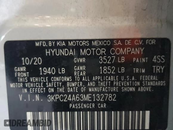 ✅ 2021 Hyundai Accent SE • VIN: 3KPC24A63ME132782 • Лот: 72729824. Опубликован ранее на Copart с пробегом 53 306 миль. Бесплатный доступ к архиву аукционных продаж из США и подробный отчёт об истории автомобиля на DreamBid. Изображение 13.