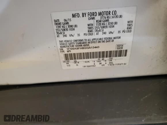 ✅ 2016 Ford Explorer Limited • VIN: 1FM5K8FH8GGA13443 • Лот: 82180435. Опубликован ранее на Copart с пробегом Не указан. Бесплатный доступ к архиву аукционных продаж из США и подробный отчёт об истории автомобиля на DreamBid. Изображение 12.