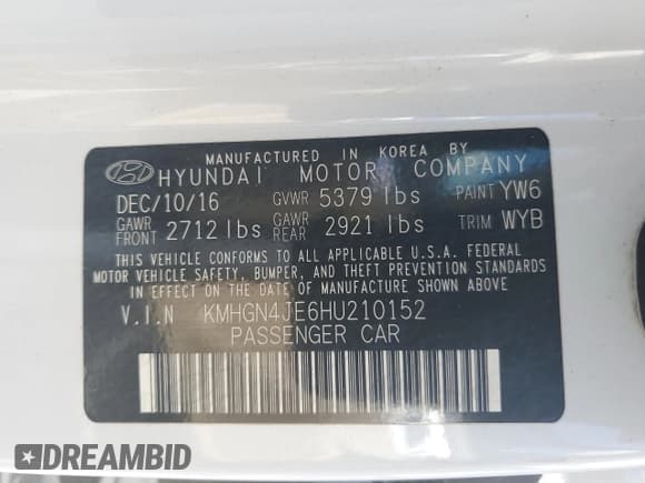 ✅ 2017 Genesis G80 3.8L • VIN: KMHGN4JE6HU210152 • Лот: 56148105. Опубликован ранее на Copart с пробегом 114 821 миль. Бесплатный доступ к архиву аукционных продаж из США и подробный отчёт об истории автомобиля на DreamBid. Изображение 12.