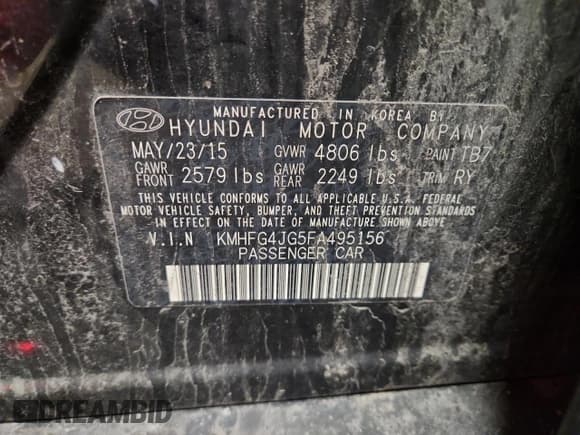 ✅ 2015 Hyundai Azera • VIN: KMHFG4JG5FA495156 • Lot: 82637645. Wystawiony na Copart z przebiegiem 129 475 mil. Bezpłatny archiwum sprzedaży aukcyjnych z USA i szczegółowy raport historii pojazdu na DreamBid. Zdjęcie 12.