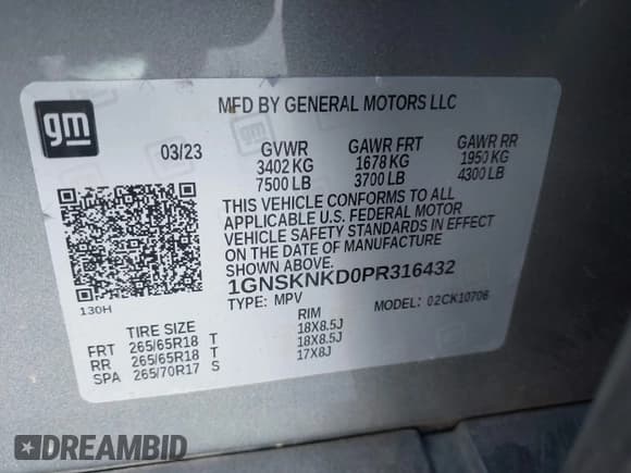 ✅ 2023 Chevrolet Tahoe LT • VIN: 1GNSKNKD0PR316432 • Lot: 42163185. Listed on IAAI with 66,293 mi. Free auction sales archive from the USA and detailed vehicle history report at DreamBid. Image 9.