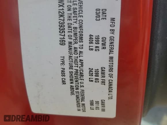 ✅ 2003 Chevrolet Monte Carlo SS • VIN: 2G1WX12K739357169 • Lot: 71532455. Listed on Copart with 123,395 mi. Free auction sales archive from the USA and detailed vehicle history report at DreamBid. Image 12.