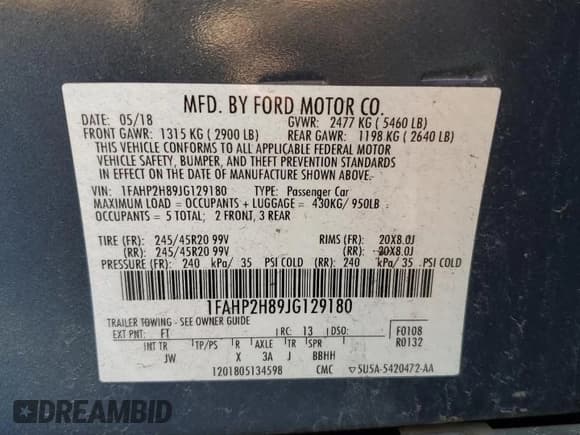 ✅ 2018 Ford Taurus SEL • VIN: 1FAHP2H89JG129180 • Lot: 50735105. Listed on Copart with 81,893 mi. Free auction sales archive from the USA and detailed vehicle history report at DreamBid. Image 12.