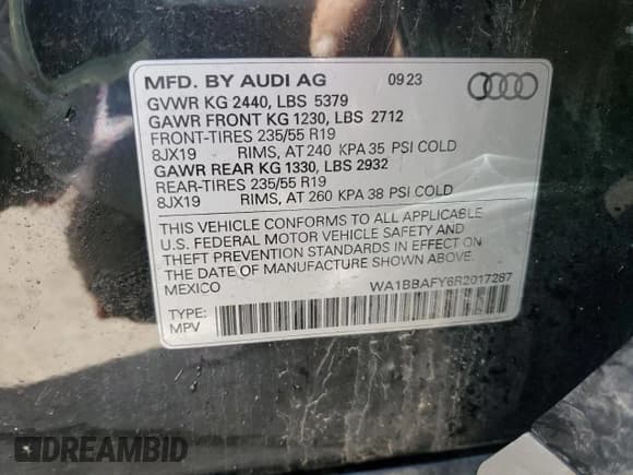 ✅ 2024 Audi Q5 Premium Plus • VIN: WA1BBAFY6R2017287 • Lot: 49304225. Listed on Copart with 13,313 mi. Free auction sales archive from the USA and detailed vehicle history report at DreamBid. Image 13.