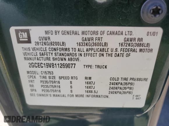 ✅ 2001 Chevrolet Silverado 1500 LS • VIN: 2GCEC19V811269077 • Лот: 58258784. Опубликован ранее на Copart с пробегом 351 155 миль. Бесплатный доступ к архиву аукционных продаж из США и подробный отчёт об истории автомобиля на DreamBid. Изображение 12.