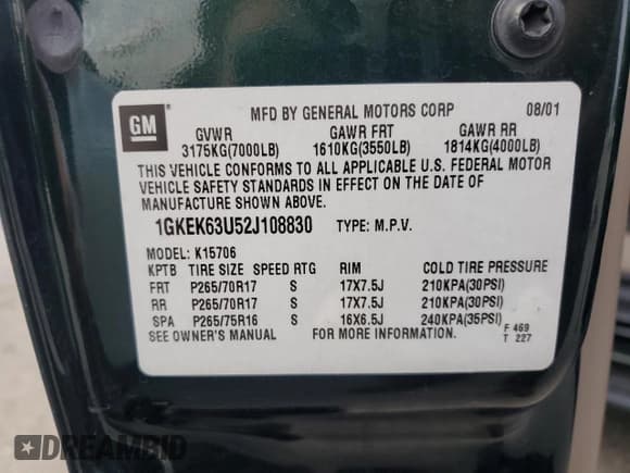 ✅ 2002 GMC Yukon Denali • VIN: 1GKEK63U52J108830 • Lot: 81902475. Listed on Copart with 193,777 mi. Free auction sales archive from the USA and detailed vehicle history report at DreamBid. Image 14.