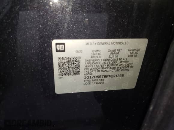 2023 Chevrolet Malibu LT с VIN 1G1ZD5ST9PF231835, выставлен на аукционе Copart как лот 86774185 с пробегом 80 885 миль миль и На запчасти • Non repairable. История ставок и продаж доступна на DreamBid. Изображение 13.