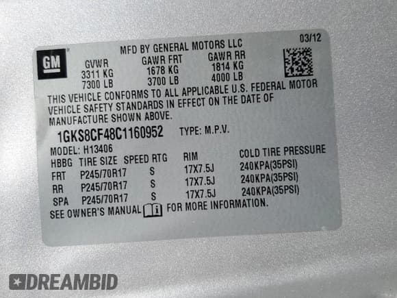 ✅ 2012 GMC Savana 1LT • VIN: 1GKS8CF48C1160952 • Lot: 69704564. Listed on Copart with 89,133 mi. Free auction sales archive from the USA and detailed vehicle history report at DreamBid. Image 15.
