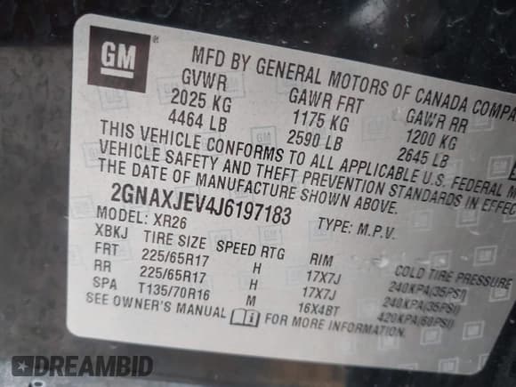 ✅ 2018 Chevrolet Equinox LT • VIN: 2GNAXJEV4J6197183 • Lot: 43381774. Wystawiony na IAAI z przebiegiem 250 059 mil. Bezpłatny archiwum sprzedaży aukcyjnych z USA i szczegółowy raport historii pojazdu na DreamBid. Zdjęcie 9.