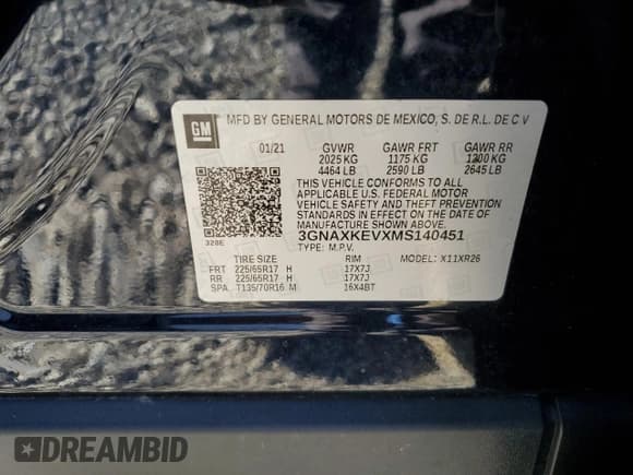 ✅ 2021 Chevrolet Equinox LT • VIN: 3GNAXKEVXMS140451 • Lot: 89532855. Listed on Copart with 97,224 mi. Free auction sales archive from the USA and detailed vehicle history report at DreamBid. Image 14.