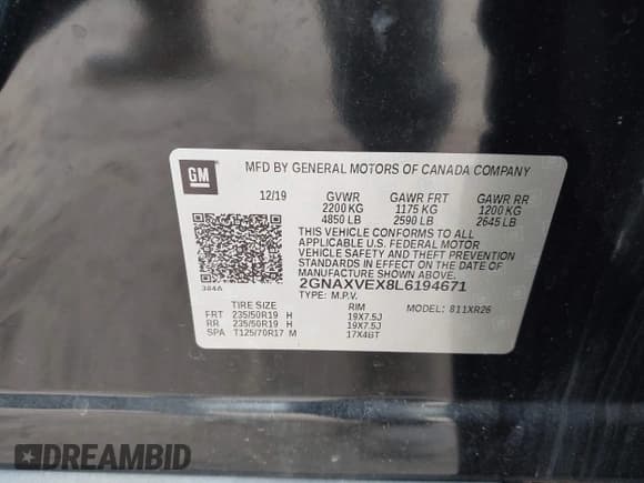 ✅ 2020 Chevrolet Equinox LT • VIN: 2GNAXVEX8L6194671 • Lot: 43563682. Wystawiony na IAAI z przebiegiem 81 671 mil. Bezpłatny archiwum sprzedaży aukcyjnych z USA i szczegółowy raport historii pojazdu na DreamBid. Zdjęcie 9.