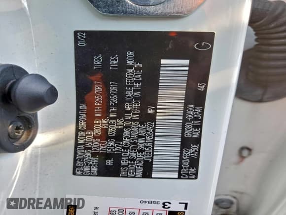 ✅ 2022 Toyota 4Runner SR5 • VIN: JTEEU5JR1N5264922 • Лот: 95741215. Опубликован ранее на Copart с пробегом 80 205 миль. Бесплатный доступ к архиву аукционных продаж из США и подробный отчёт об истории автомобиля на DreamBid. Изображение 12.