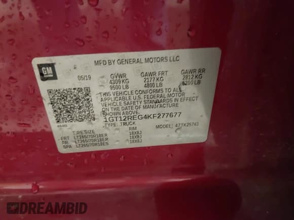 ✅ 2019 GMC Sierra 2500HD SLT • VIN: 1GT12REG4KF277677 • Lot: 41945948. Wystawiony na IAAI z przebiegiem 102 041 mil. Bezpłatny archiwum sprzedaży aukcyjnych z USA i szczegółowy raport historii pojazdu na DreamBid. Zdjęcie 9.