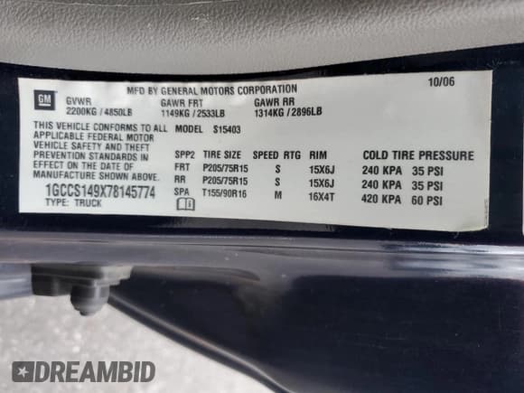 ✅ 2007 Chevrolet Colorado Work Truck • VIN: 1GCCS149X78145774 • Лот: 81375524. Опубликован ранее на Copart с пробегом 172 496 миль. Бесплатный доступ к архиву аукционных продаж из США и подробный отчёт об истории автомобиля на DreamBid. Изображение 13.