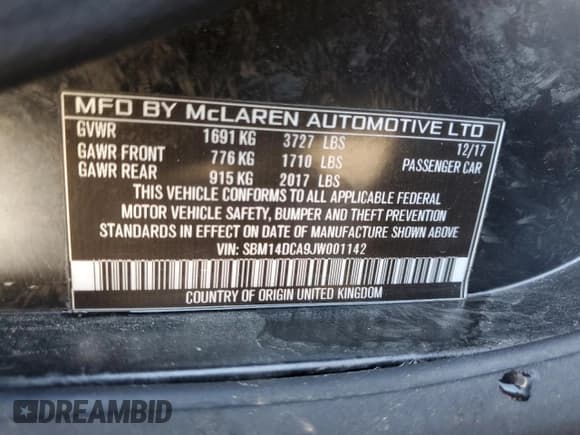 ✅ 2018 McLaren 720S • VIN: SBM14DCA9JW001142 • Lot: 76969554. Wystawiony na Copart z przebiegiem Nie podano. Bezpłatny archiwum sprzedaży aukcyjnych z USA i szczegółowy raport historii pojazdu na DreamBid. Zdjęcie 13.