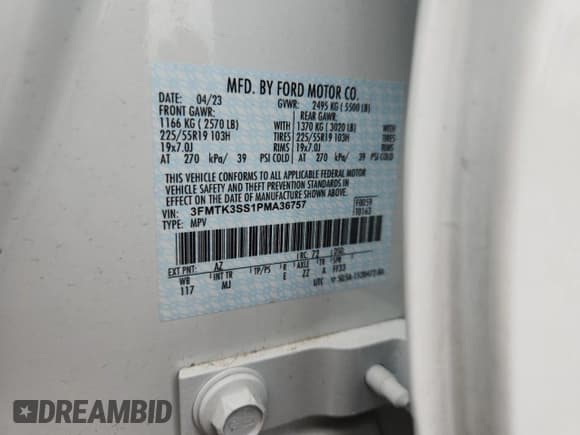 ✅ 2023 Ford Mustang Mach-E Premium • VIN: 3FMTK3SS1PMA36757 • Lot: 90669105. Wystawiony na Copart z przebiegiem 28 983 mil. Bezpłatny archiwum sprzedaży aukcyjnych z USA i szczegółowy raport historii pojazdu na DreamBid. Zdjęcie 12.