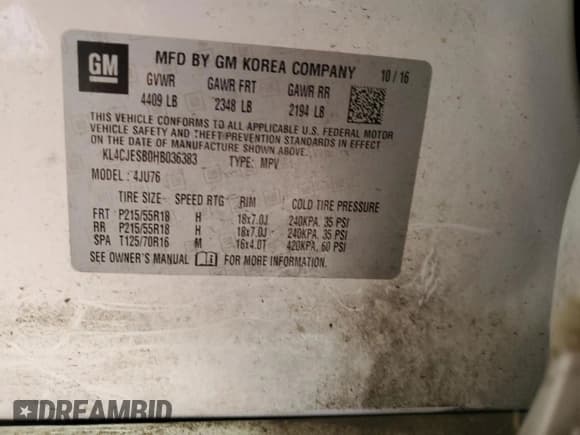 ✅ 2017 Buick Encore Preferred • VIN: KL4CJESB0HB036383 • Lot: 81013435. Wystawiony na Copart z przebiegiem 44 346 mil. Bezpłatny archiwum sprzedaży aukcyjnych z USA i szczegółowy raport historii pojazdu na DreamBid. Zdjęcie 13.