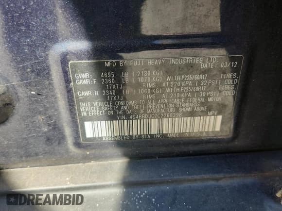 ✅ 2012 Subaru Outback Limited • VIN: 4S4BRDJC7C2268398 • Лот: 87362435. Опубликован ранее на Copart с пробегом 207 809 миль. Бесплатный доступ к архиву аукционных продаж из США и подробный отчёт об истории автомобиля на DreamBid. Изображение 13.