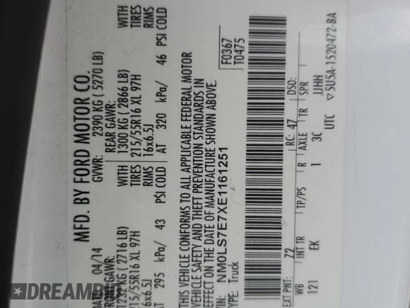 ✅ 2014 Ford Transit Connect XL • VIN: NM0LS7E7XE1161251 • Лот: 55813025. Опубликован ранее на Copart с пробегом 223 545 миль. Бесплатный доступ к архиву аукционных продаж из США и подробный отчёт об истории автомобиля на DreamBid. Изображение 13.