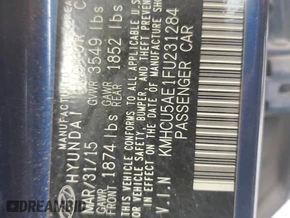 ✅ 2015 Hyundai Accent Sport • VIN: KMHCU5AE1FU231284 • Лот: 60759365. Опубликован ранее на Copart с пробегом Не указан. Бесплатный доступ к архиву аукционных продаж из США и подробный отчёт об истории автомобиля на DreamBid. Изображение 13.