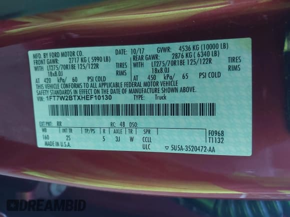 ✅ 2017 Ford F-250 Lariat • VIN: 1FT7W2BTXHEF10130 • Lot: 43346557. Wystawiony na IAAI z przebiegiem 48 428 mil. Bezpłatny archiwum sprzedaży aukcyjnych z USA i szczegółowy raport historii pojazdu na DreamBid. Zdjęcie 9.